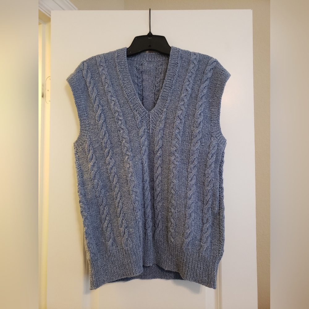 Handmade Unisex Sweater Vest in Light Heather Blue